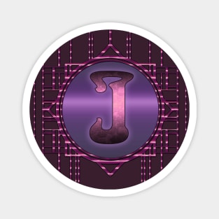 Initial I Purple Retro Burlesque Artdeco Monogram Magnet